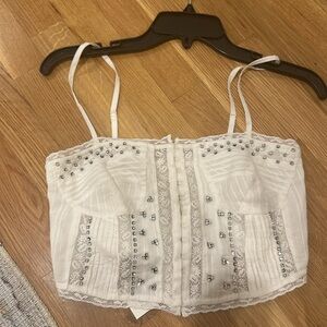 Loveshack Fancy - embellished rosabella crop top - size 2. NWT
